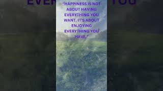 "Happiness is not about having everything you want. It’s about enjoying everything you have."