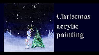 The four snowmen☃️#christmas #painting #xmas #christmaspainting #tutorial #christmasdecor #acrylics