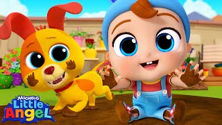 Baby John and Bingo have Fun in the Mud! | Little Angel Kids Songs & Nursery Rhymes