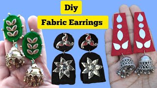 Handmade Fabric  Earrings #handmadeearrings #diyfabricearrings#fabricearrings#jewellerymaking