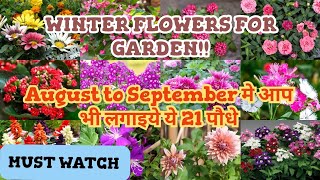 August to September मे आप भी लगाइये ये 21 पौधे || Winter Flowers || Detailed information #gardening