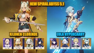 NEW Spiral Abyss 5.1 | Xilonen Clorinde Aggravate & Eula HyperCarry |  Genshin Impact