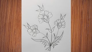 Flower Drawing Design Very Easy |Simple Flower Drawing For Embroidery | Flower Drawing step by step3