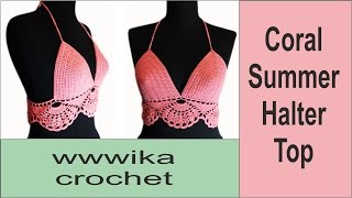 DIY Crochet halter top Crochet bikini Free pattern tutorial part 1 #halter_top  #crochet_top