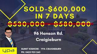 96 HANSON RD. CRAIGIEBURN SOLD IN 7 DAYS - 2 OPENS