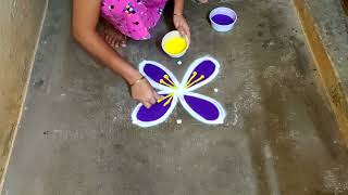 Panguni madham colour kolam designs|3dots ugadi muggulu 2024|traditional friday colour rangoli kolam