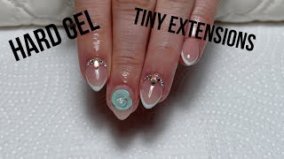 How to- Tiny hard gel almond nails with 3D art, Bling and Micro French