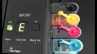 Canon MP287, MP258 Error E13 or E16, the following ink may have run out, and way Nozzle Check