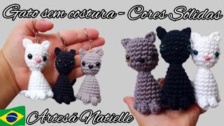 Chaveiro Gato Amigurumi Sem Costura- (Cores Sólidas)