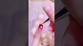 Red Nails Revolution: Learn the Art of Heart Nail Design! #shorts #nailsart #nailscare #foryou