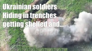 Ukrainian soldiers Hiding in trenches getting shelled and...