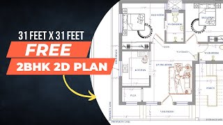 31 feet by 31 feet 2d house plan | under 1000 sq/ft house plan | ghar ka naksha | 2d map