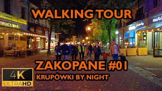 ⁴ᴷ⁶⁰ 🇵🇱 Zakopane - Poland - Walking Tour - #01 - Krupówki by Night (October 2021) [4K]