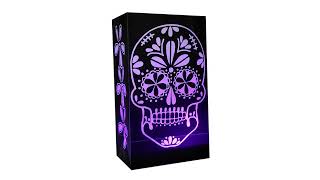 Battery-Operated LED Luminaria Kit, Color Changing Sugar Skull - Set of 6