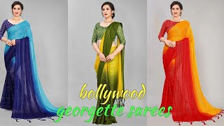 💞bollywood georgette sarees collection💞party wear georgette sarees online shopping💞striped sarees 46