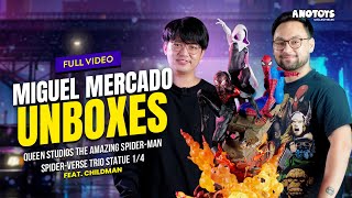 Miguel Mercado (merkymerx) ft Childman Unboxes Queen Studios Spider-man Spider-verse Trio 1/4 Statue