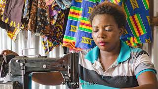 Florence Mwangaza's tailoring business made easier with access to sustainable energy.