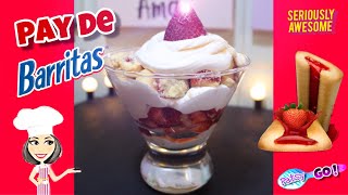 PAY DE BARRITAS DE FRESA 🍓 (RECETA FÁCIL Y SIN HORNO)