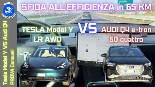 TEST confronto consumi Tesla Model Y LR AWD (524CV) vs Audi Q4 50 e-tron Quattro (299CV)