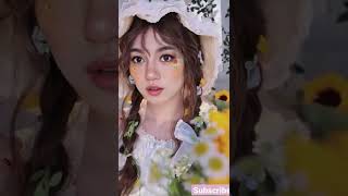 Flowery makeup look🤍🤍 #gubon #shorts #ytshorts #makeup #transformation #makeuplooks