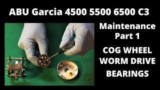 ABU Garcia 4500 5500 6500 C3 Maintenance Left Side Plate Frame Cog Wheel Worm Drive Bearings Part 1