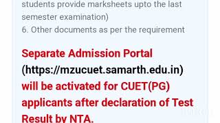 Mizoram University admission last date for UG/PG 2023-24