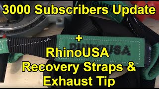 Rhino USA Recovery Strap, Shackle Hitch, Exhaust Tip - 3,000 Subscriber Update