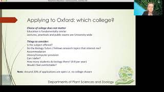 Biology Admissions talk with Prof Seddon (July 2020)