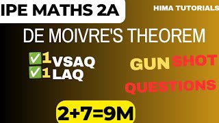 TS INTER 2 YEAR MATHS 2A IMP QUESTIONS 2024 EXPECTED|INTER MATHS 2A  QUESTIONS IN DEMOIVRE'S THEOREM