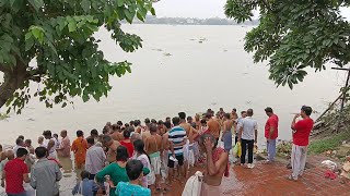 মহালয়া তর্পণ গঙ্গার ঘাটে, বরানগর, কলকাতা ২০২৪. Mahakaya Tarpan. Bank of Ganges Baranagar Kol. 2024