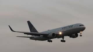 United Airlines Boeing 767-300 N684UA landing at Zurich Airport