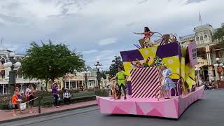 Gaston Rides His Horse and Flexes His Muscles on Main Street U.S.A. Magic Kingdom Walt Disney World