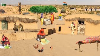 Desert village life in Pakistan on India  Pakistan border traditional village routine life