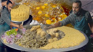 HUGE MUMBAI MASALA TAWA DAAL TADKA | SPICY SCRAMBLED EGG BHURJI | STREET FOOD SHAMI KABAB RECIPE