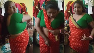 How To Saree Draping For Houswife | Desi Housewife Silk Saree Draping Perfectly