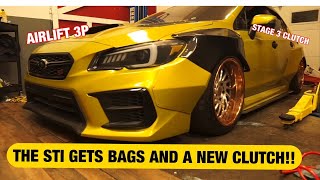 THE STI GETS BAGS AND A STAGE 3 CLUTCH!! AIRLIFT 3P