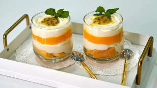 How to Make Mango and Passion Fruit Tiramisu. Light and Juicy Summer Dessert