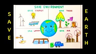 How to draw world environment day poster | Save earth drawing easy |Earth day poster for competition