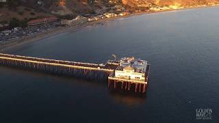 Пляж Малибу - съемка серфинга с дрона /Malibu from above Golden Wave Surf School