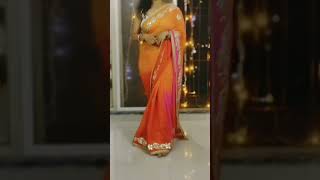 Pink and orange Dual tone Chiffon saree with Gotta Patti border | How to drape a saree? #sareehaul