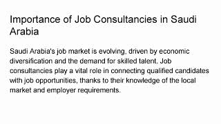 Finding the Right Job Consultancy in Saudi Arabia: A Comprehensive Guide