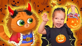 Bubbu - my virtual pet and Nastya play on Halloween