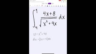 Integral of (4x+8)/sqrt(x^2+4x)dx #math  #calculus #usubstitution #integral