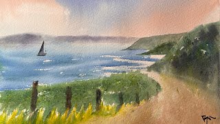 Simple Beginner’s Watercolor tutorial | how to paint Landscape Easy