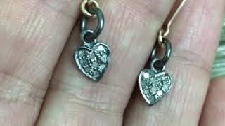 Little hearts Diamond pave charms earrigs