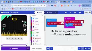 Mikrobit vežba: Brojač koraka na mikrobitu