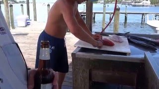 150710 SunRoc Marina  filleting large mangrove snapper