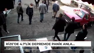 Rize'de 4.7'lik depremde panik anları kamerada