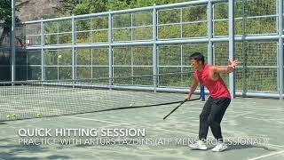 ATPCA Graduate Pro L1: Quick hitting session with Arturs Lazdins, pro circuit player and coach Henry