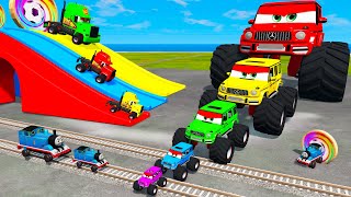 Big & Small Red Vizor Monster Truck VS Thomas The Tank Engine | BeamNG.drive